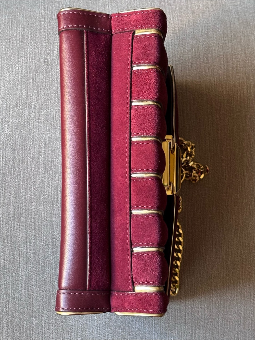 Final sale New Michael Kors Whitney quilted oxblood leather suede shoulder bag - Picture 4 of 16